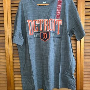 New Majestic Gray Detroit Graphic Men's Shirt